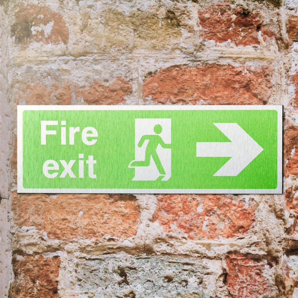 Brushed Aluminium Fire Exit Signs - The Sign Shed
