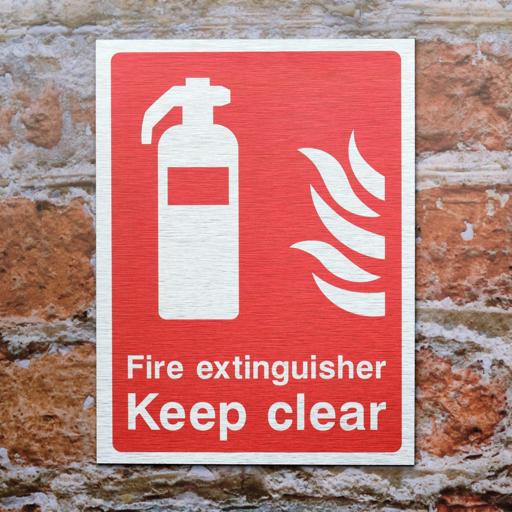 Brushed Aluminium Fire Extinguisher Signs - The Sign Shed