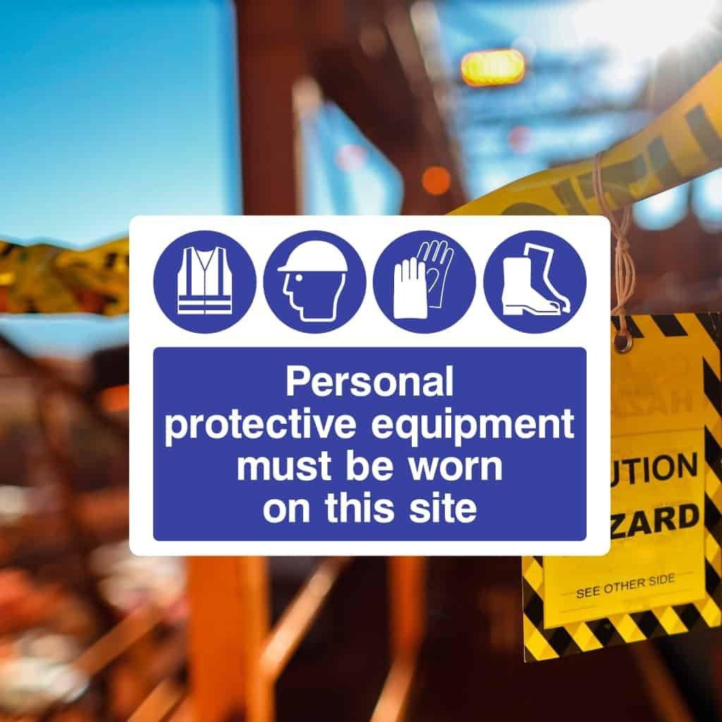 Construction Area All PPE Required Caution Sign, SKU: K2-4466