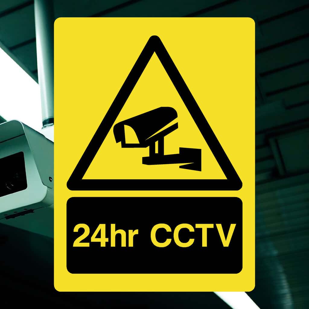 24hr CCTV Yellow Sign - The Sign Shed