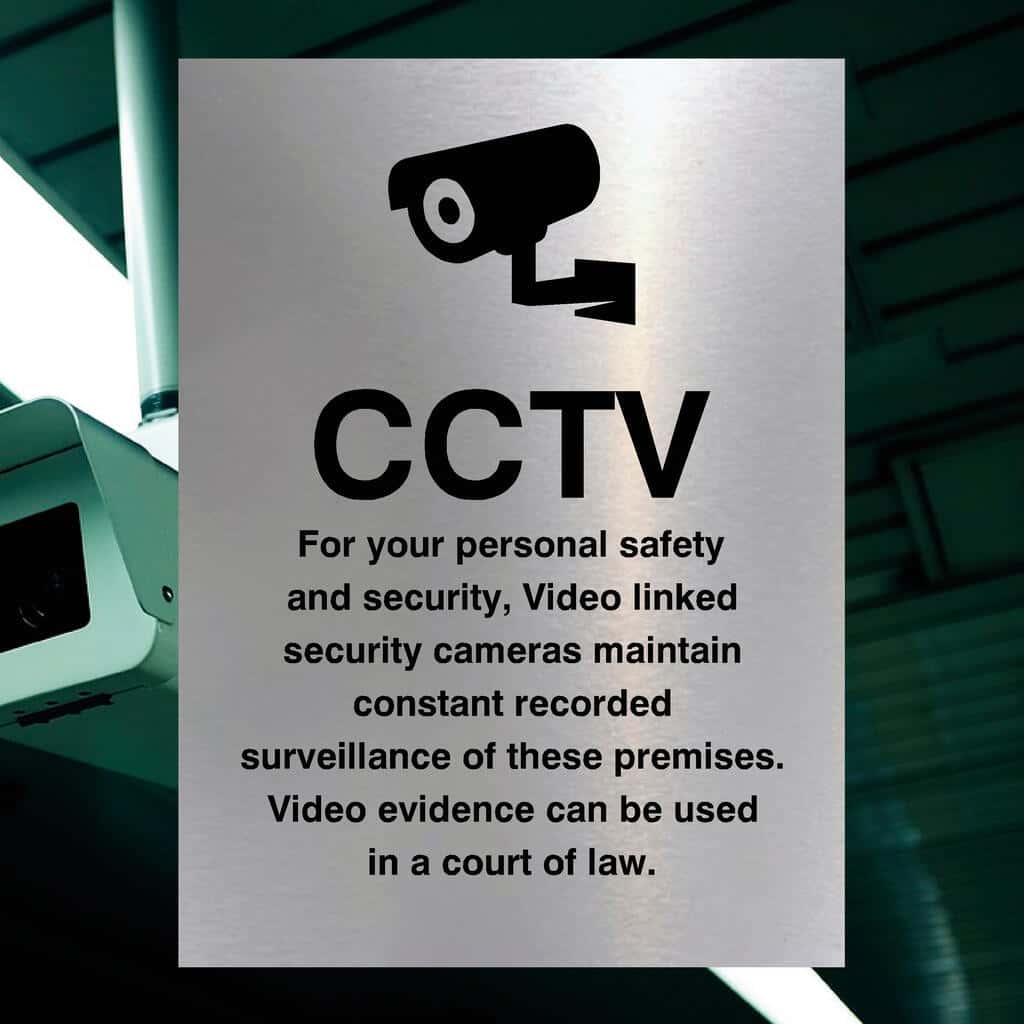 CCTV For Your Personal Safety Sign in Brushed Silver - The Sign Shed