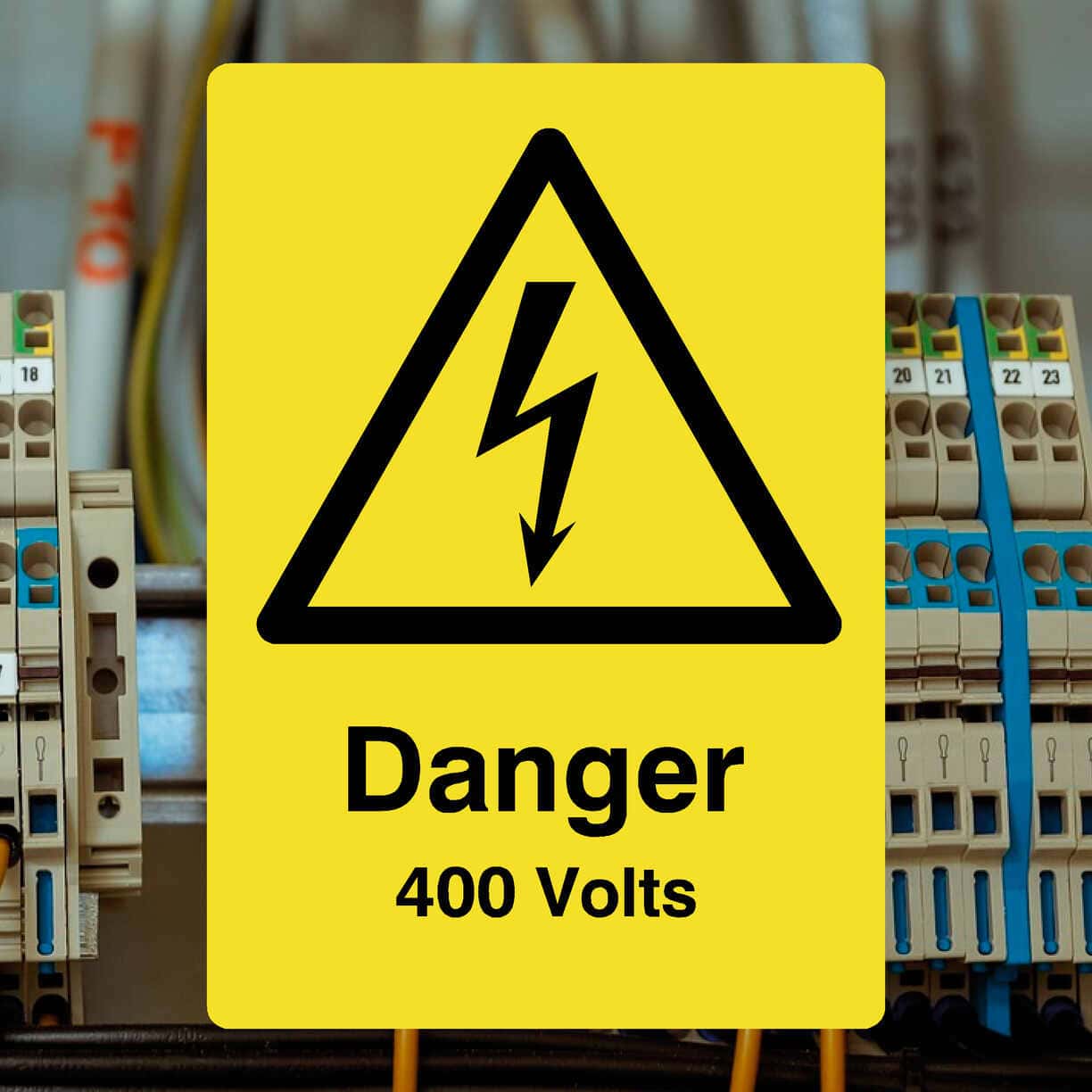 Danger 400 Volts Yellow Sign - The Sign Shed