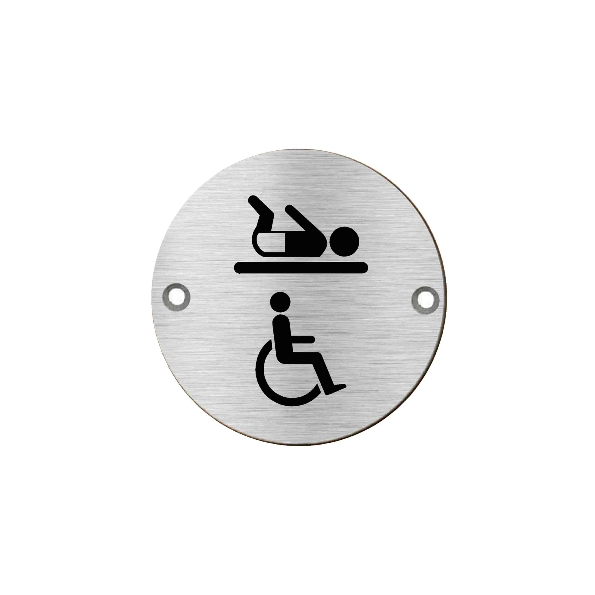 Disabled Baby Change Toilets Door Sign Stainless Steel - The Sign Shed