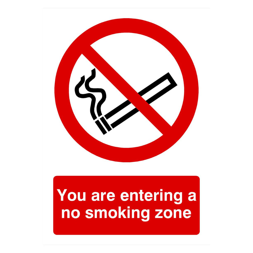 Entering No Smoking Zone Sign - The Sign Shed