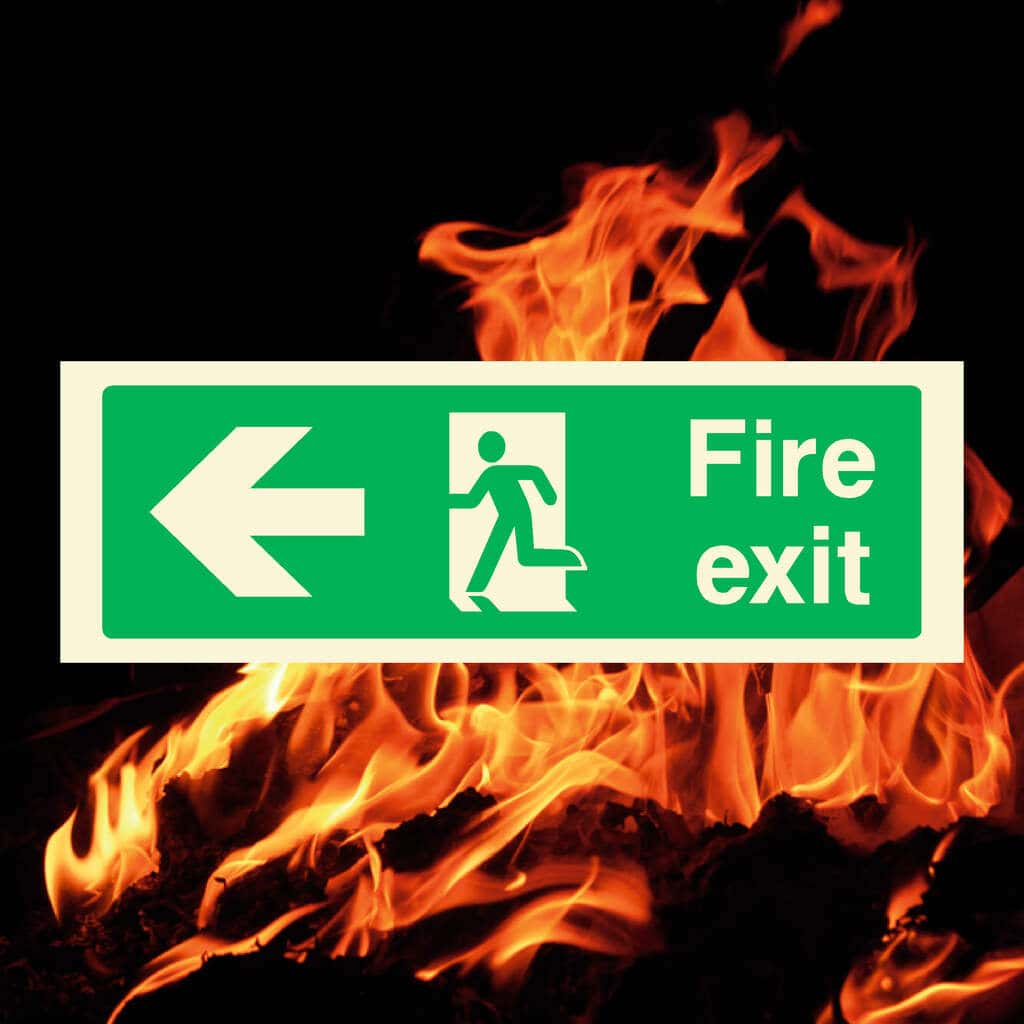 Fire Exit Left Arrow Sign - The Sign Shed