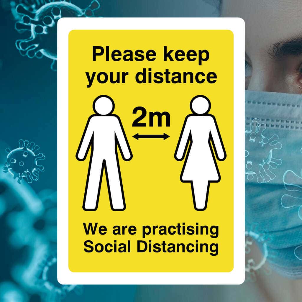 Keep Distance Practising Distancing 2m Sign - The Sign Shed