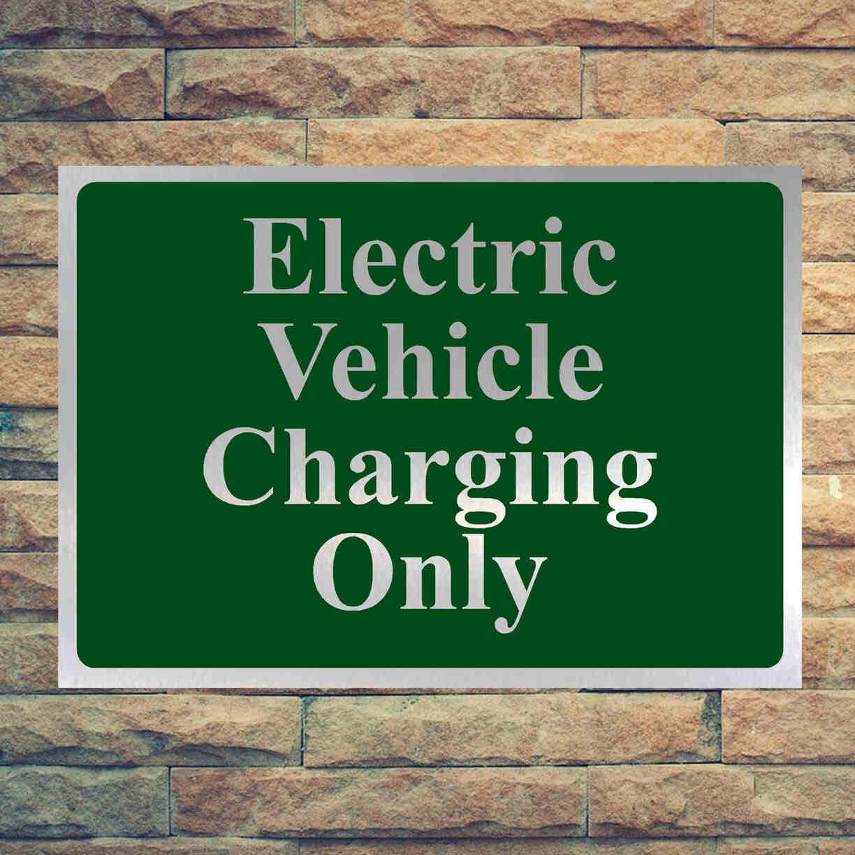 Luxury Electric Charging Parking Sign in Brushed Silver - The Sign Shed