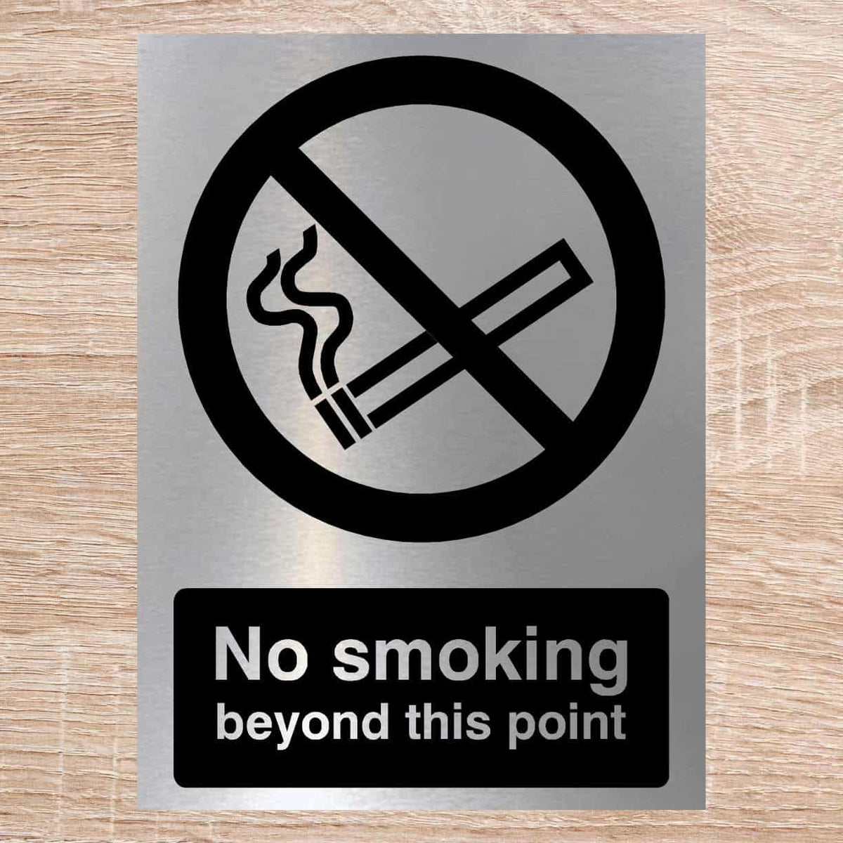 ASAH HOME No Smoking Brushed Steel Effect Sign – 14cm, Black/Red/Silver, Self-Adhesive