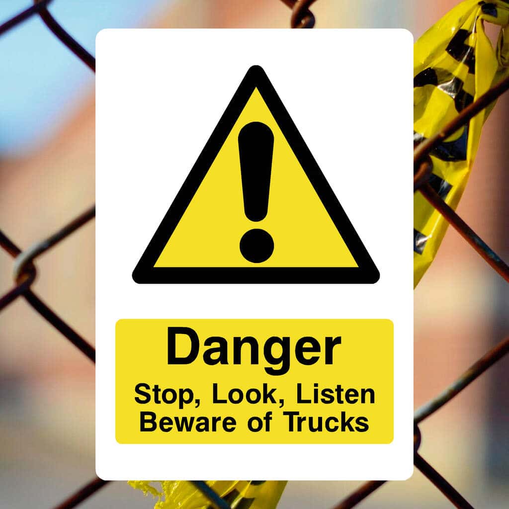 Stop Look Listen Beware of Vehicles Sign - The Sign Shed