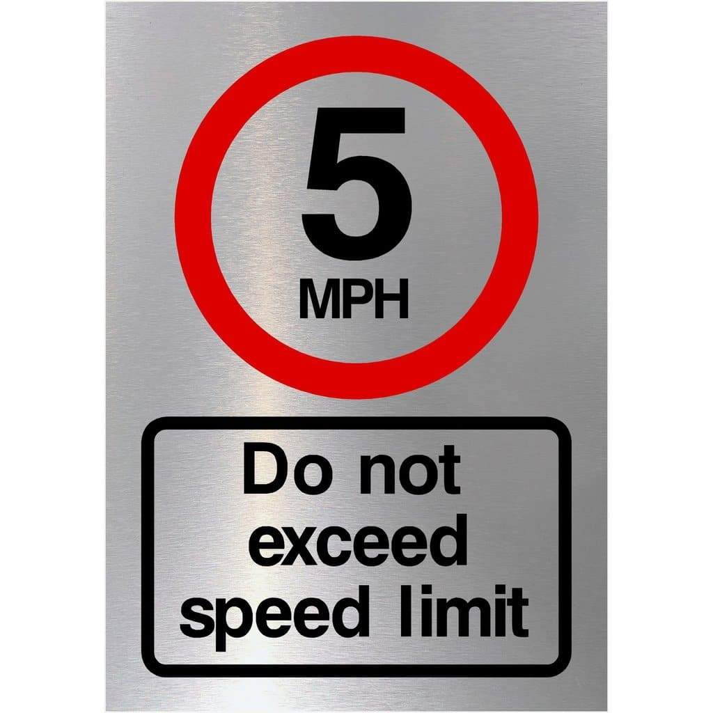 5 mph Speed Limit Sign in Brushed Silver - The Sign Shed