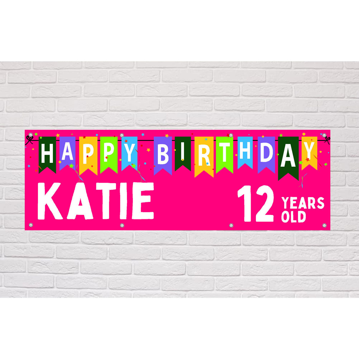 Personalised Bunting Pink Birthday Banner | The Sign Shed