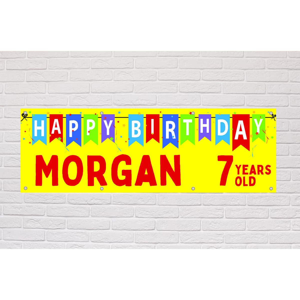 Personalised Bunting Yellow Birthday Banner | The Sign Shed
