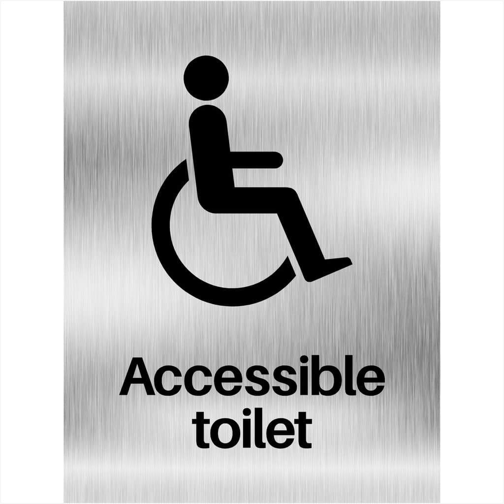 Accessible Toilet Sign Brushed Aluminium - The Sign Shed