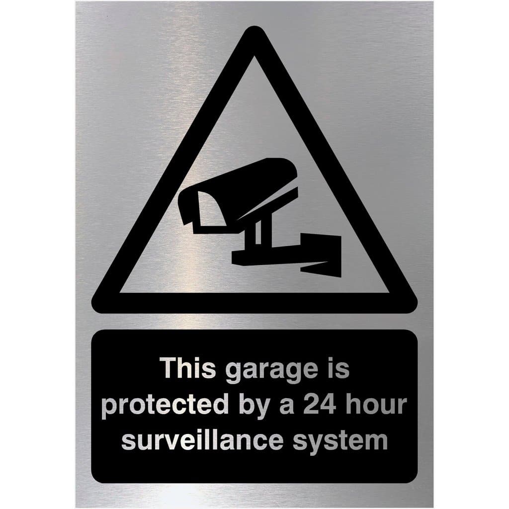 Area Is Under 24 Hour Surveillance Sign in Brushed Silver - The Sign Shed