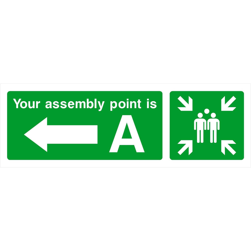 Assembly Point A Sign With Left Arrow - The Sign Shed