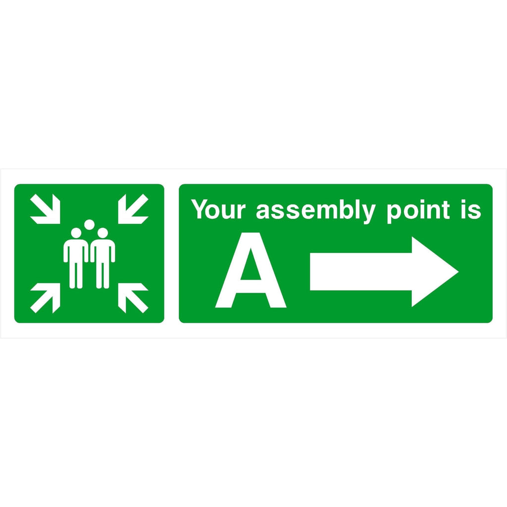 Assembly Point A Sign With Right Arrow - The Sign Shed