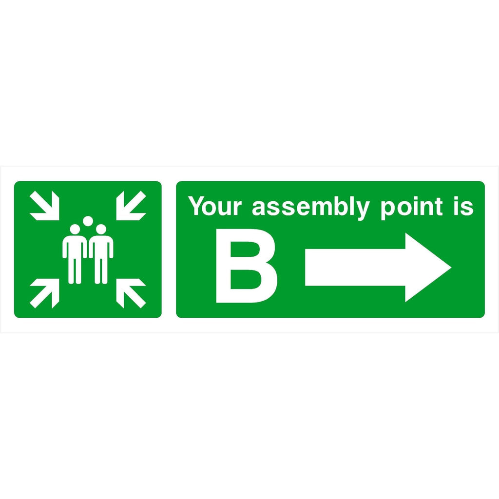 Assembly Point B Sign With Right Arrow - The Sign Shed