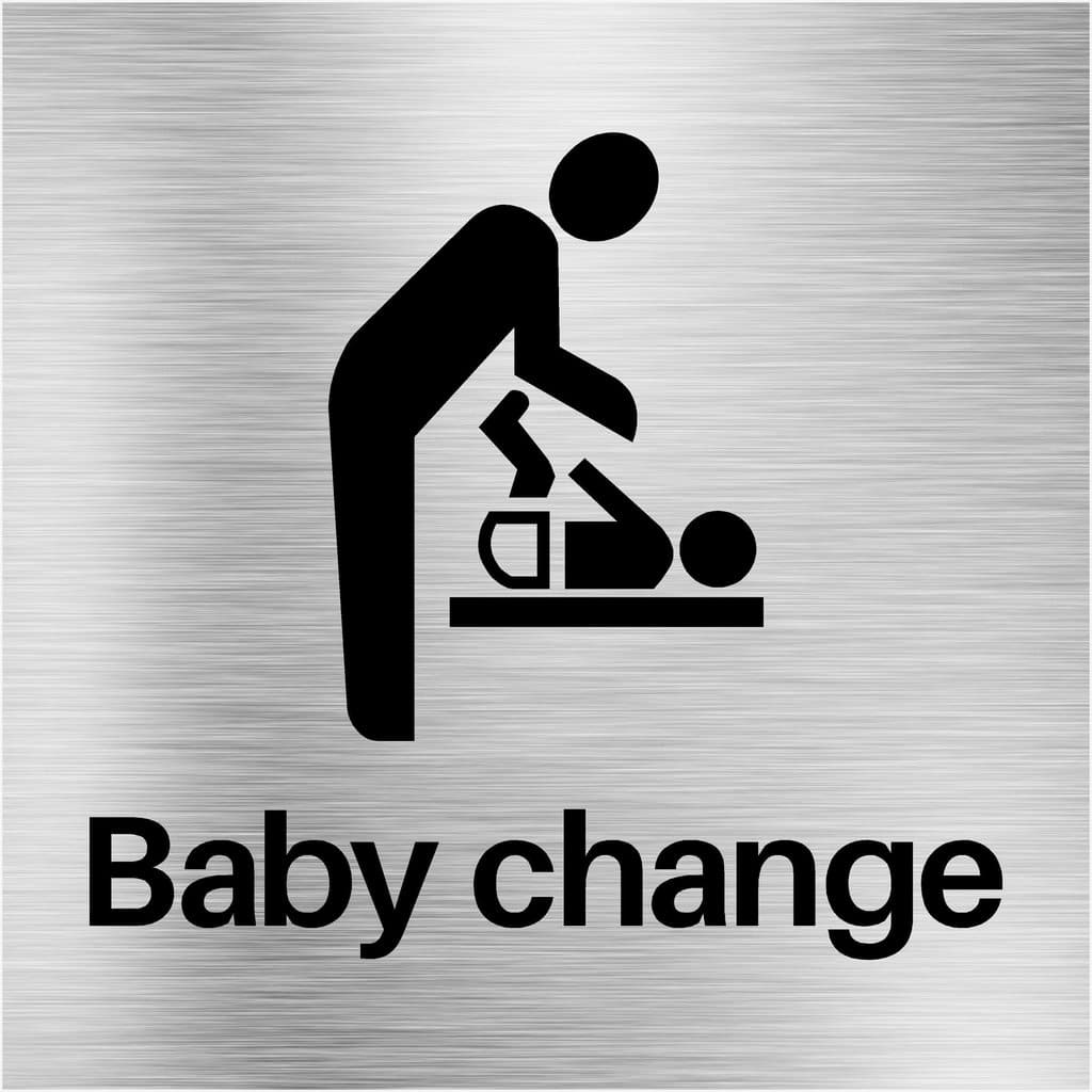 Baby Change Sign Brushed Silver - The Sign Shed