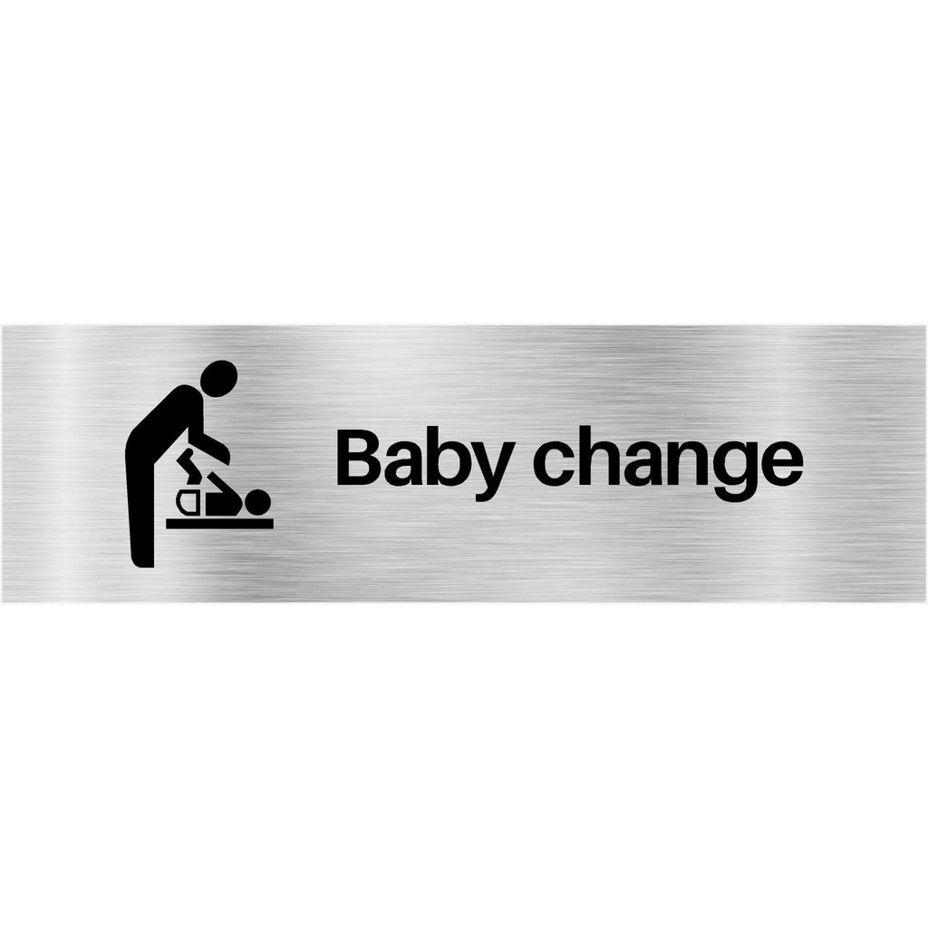Baby Change Sign in Brushed Silver - The Sign Shed