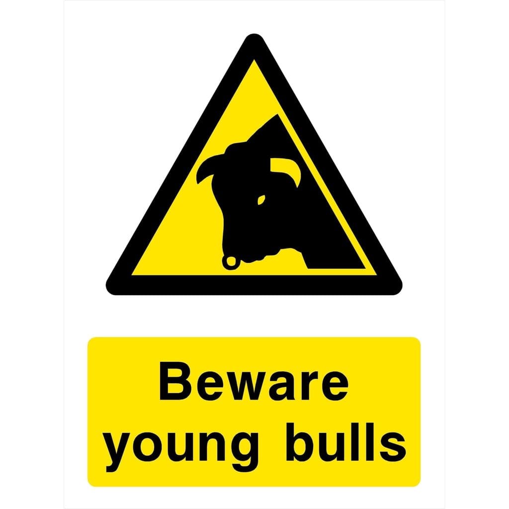 Beware Young Bulls Sign - The Sign Shed