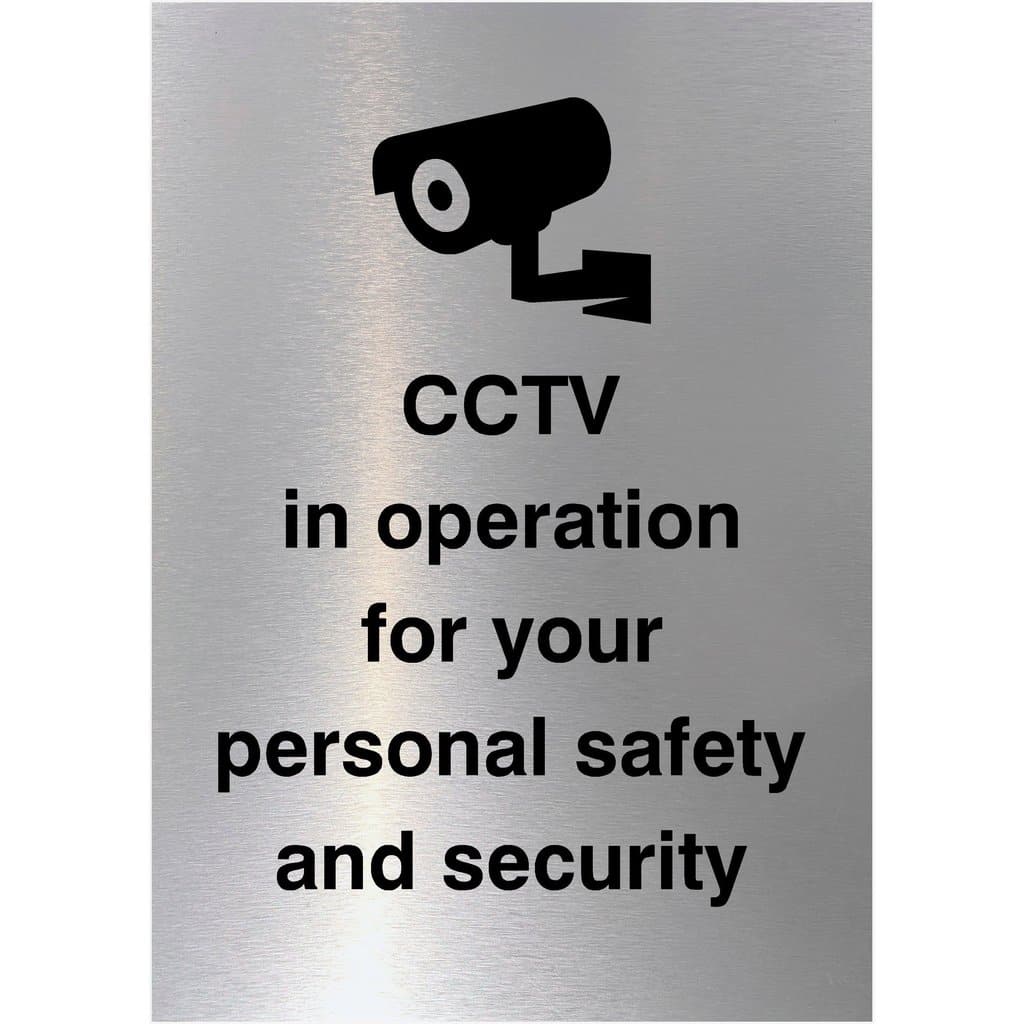 CCTV In Operation Message Sign in Brushed Silver - The Sign Shed