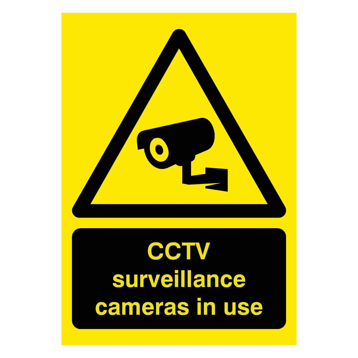 CCTV Surveillance Cameras In Use Yellow Sign