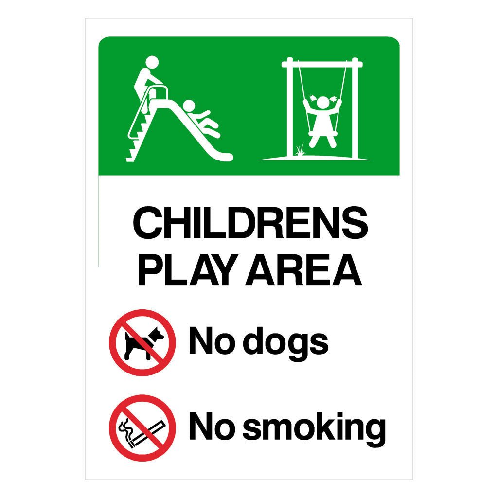 Childrens Play Area No Dogs No Smoking Sign - The Sign Shed