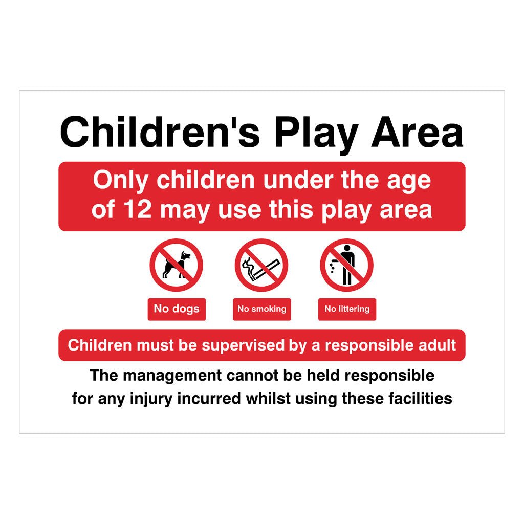 Children's Play Area Under 12 Disclaimer Sign (Metal Fixing) - The Sign Shed