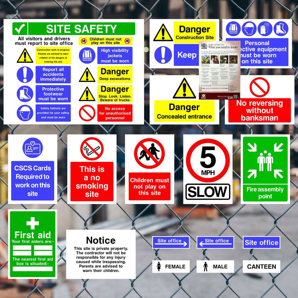 Complete Construction Site Safety Sign 44 Pack - Starter Pack I - The Sign Shed