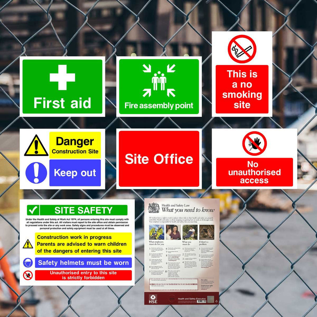 Complete Construction Site Safety Sign 7 Pack - Starter Pack D - The Sign Shed