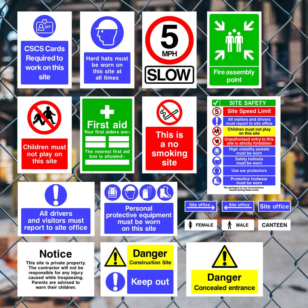 Construction Site Safety Sign 47 Pack - Starter Pack G - The Sign Shed