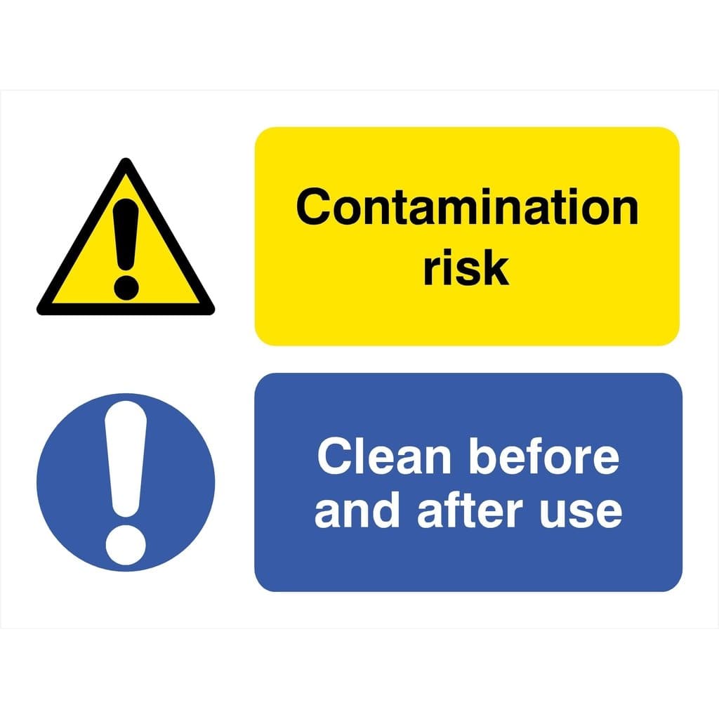 Contamination Risk Clean Before And After Use Sign - The Sign Shed