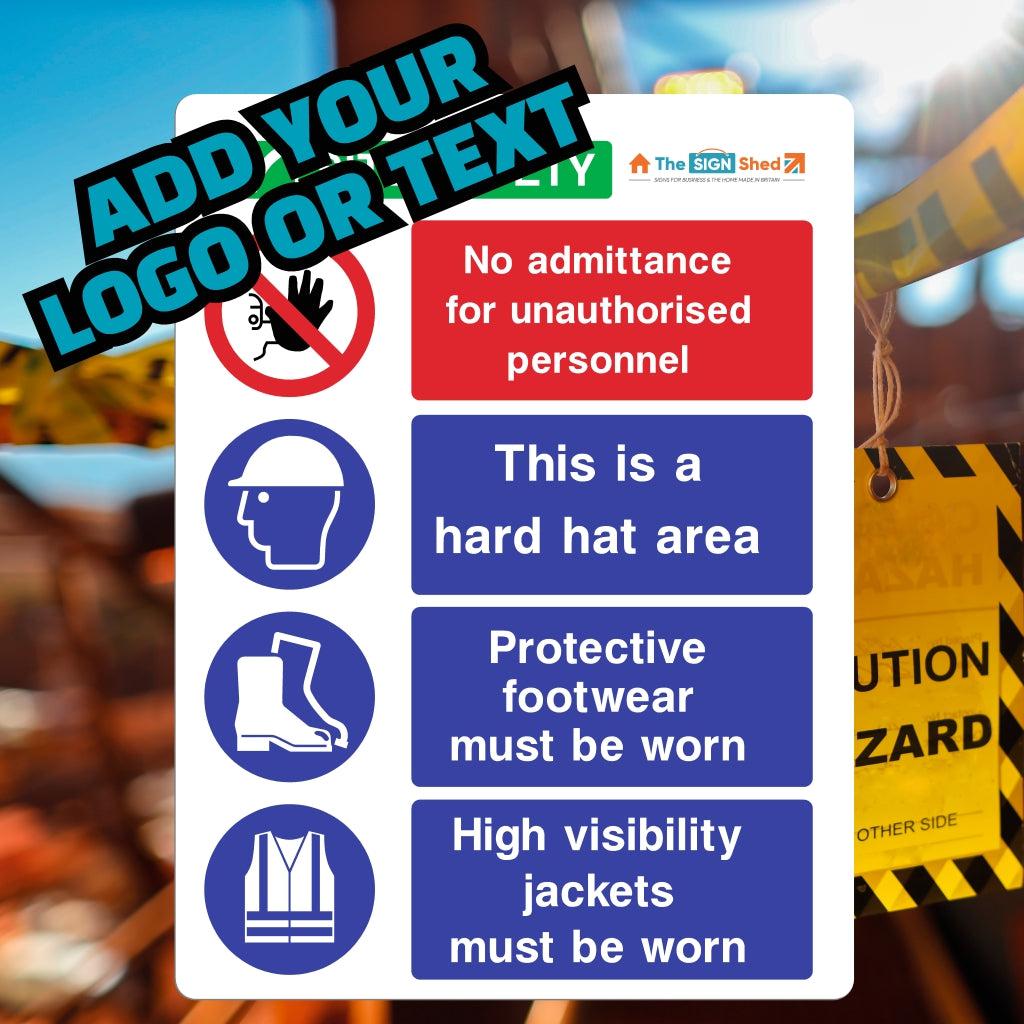 Custom Site Safety Sign - No Admittance For Unauthorised Personnel - The Sign Shed