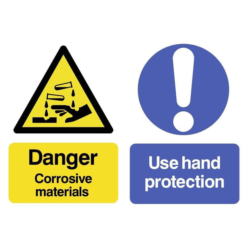 Danger Corrosive Materials Hand Protection Sign - The Sign Shed