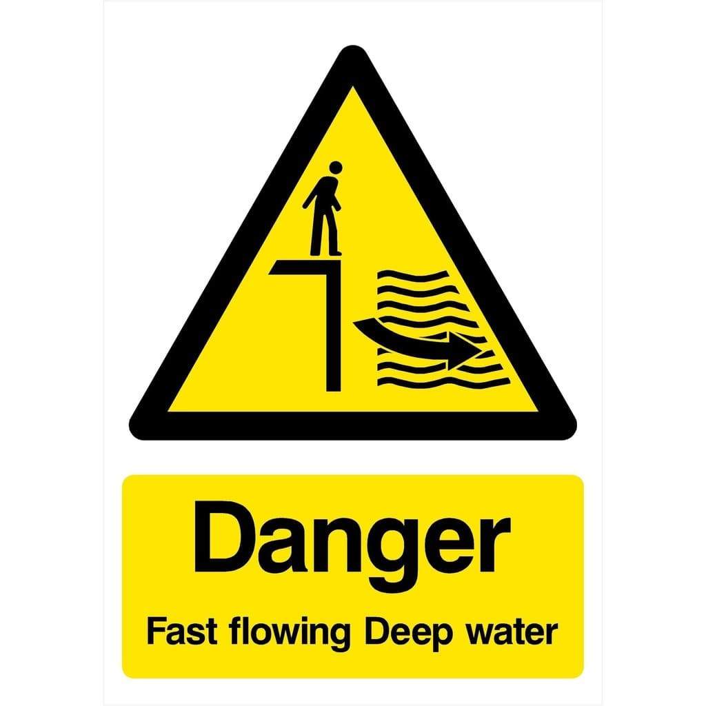 Danger Fast Flowing Deep Water Sign - The Sign Shed