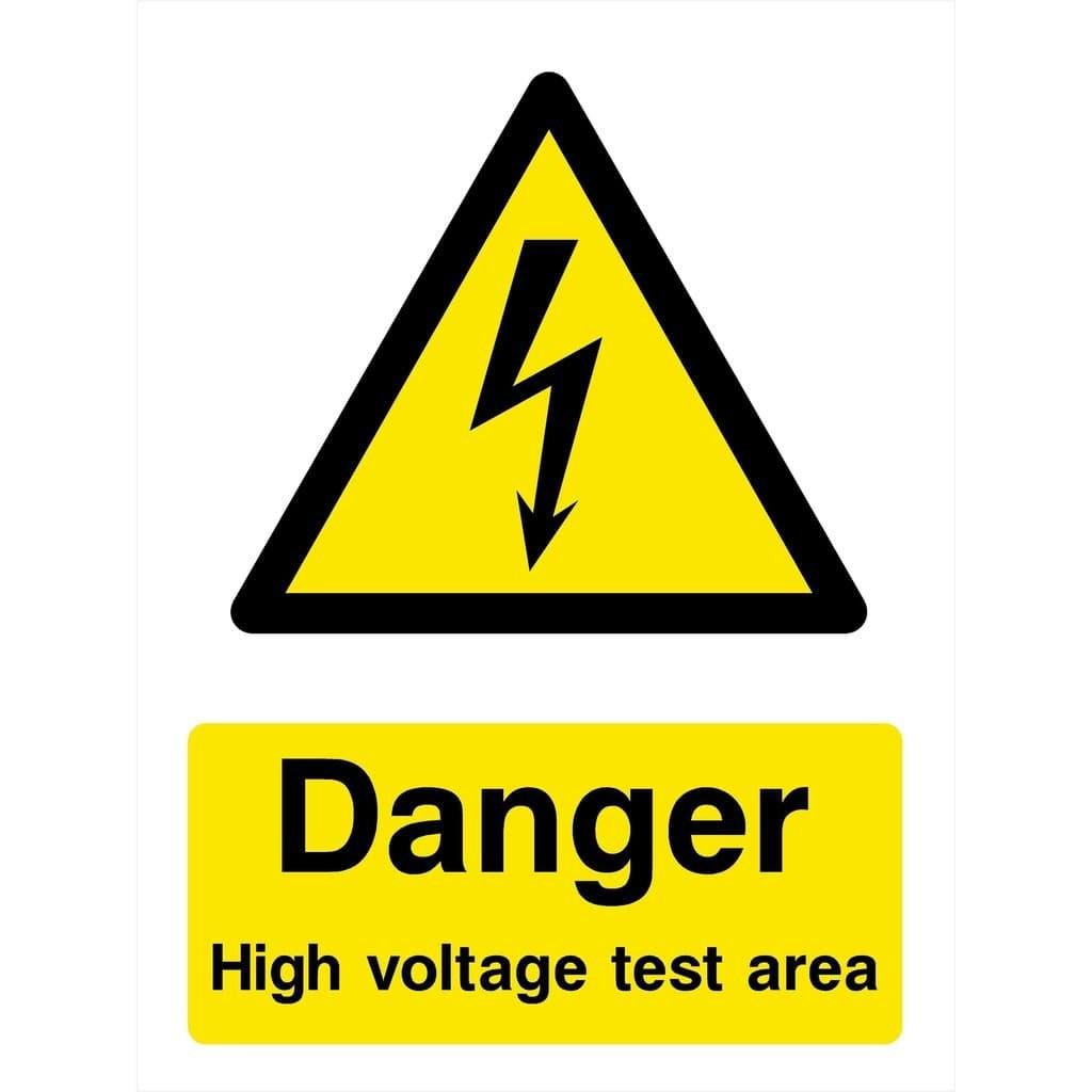 Danger High Voltage Test Area Sign - The Sign Shed
