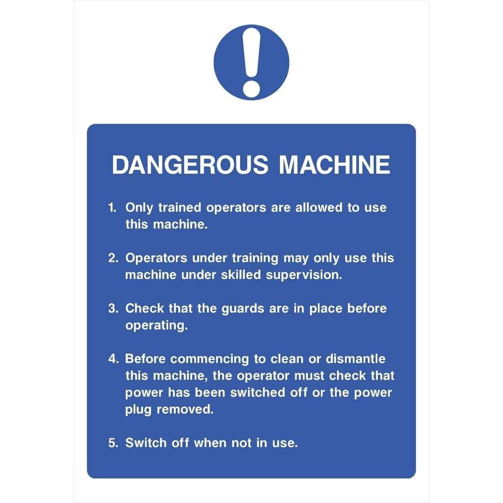 Dangerous Machine Instructions Sign - The Sign Shed