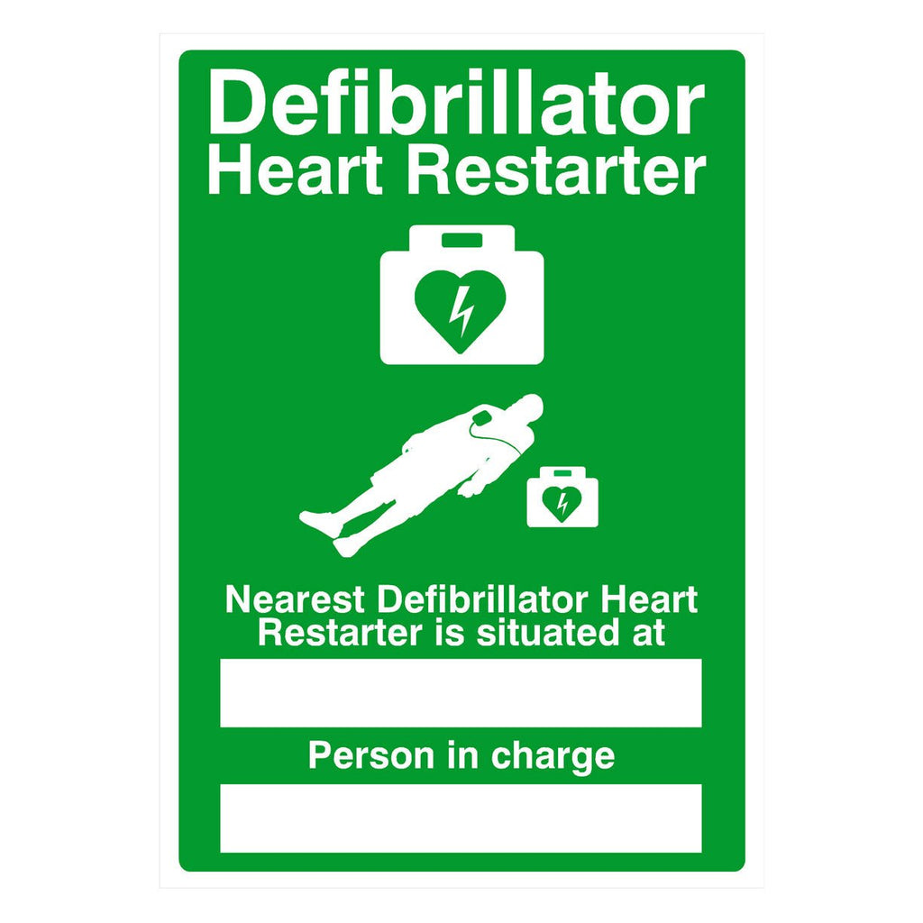 Debrillator Heart Restarter Situated Sign - The Sign Shed
