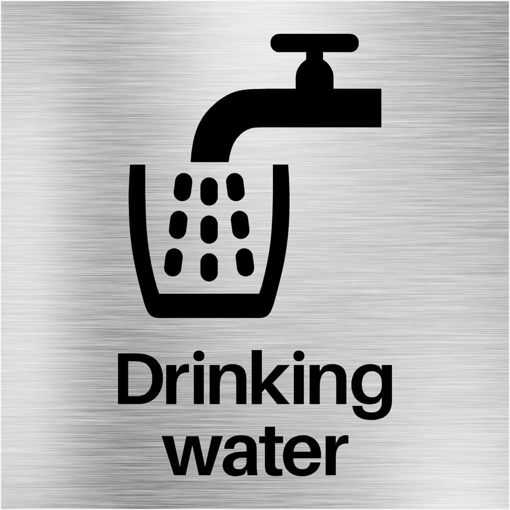 Drinking Water Sign in Brushed Silver - The Sign Shed