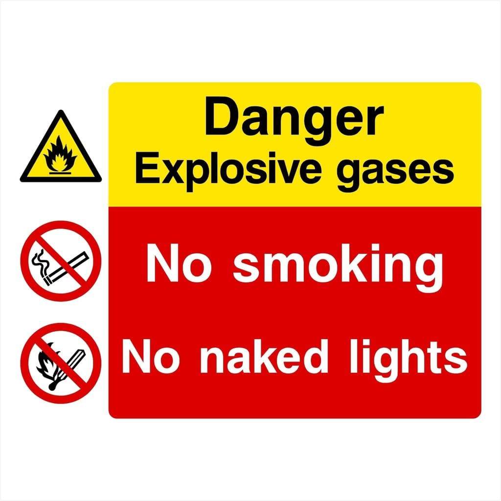 Explosive Gases No Smoking No Naked Lights Sign - The Sign Shed