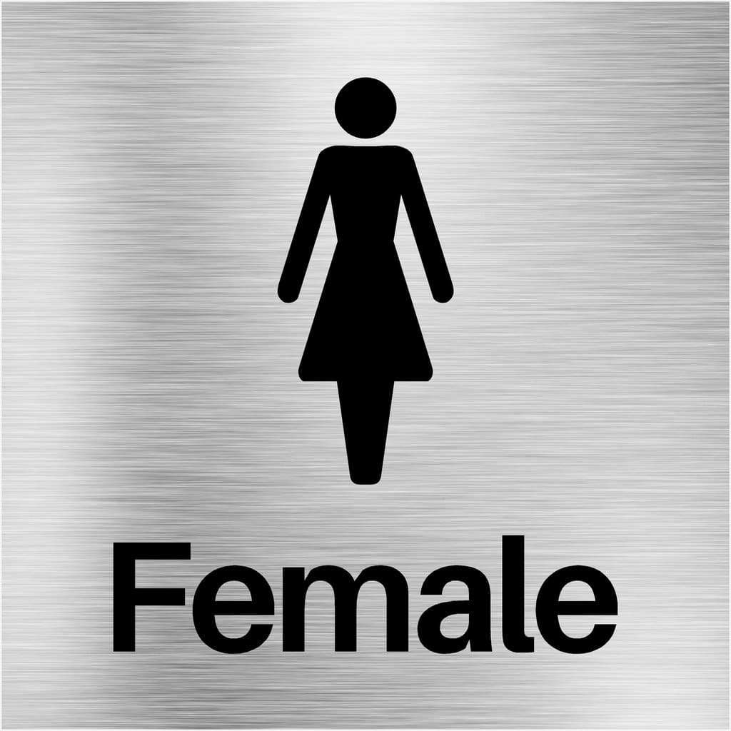 Female Toilet Sign Brushed Silver - The Sign Shed