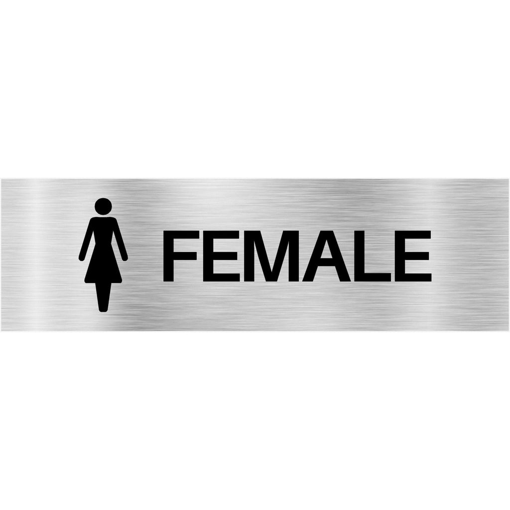 Female Toilet Sign in Brushed Silver Landscape - The Sign Shed