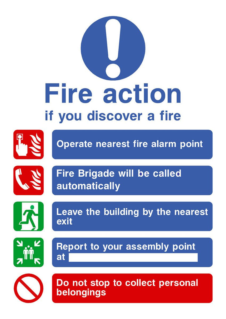 Fire Action 5 Point Sign If You Discover A Fire - The Sign Shed