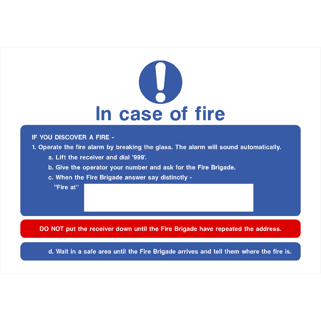 Fire Action In Case Of Fire Sign - The Sign Shed