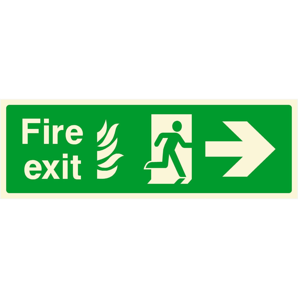 Fire Exit With Flames Sign Right Arrow - The Sign Shed