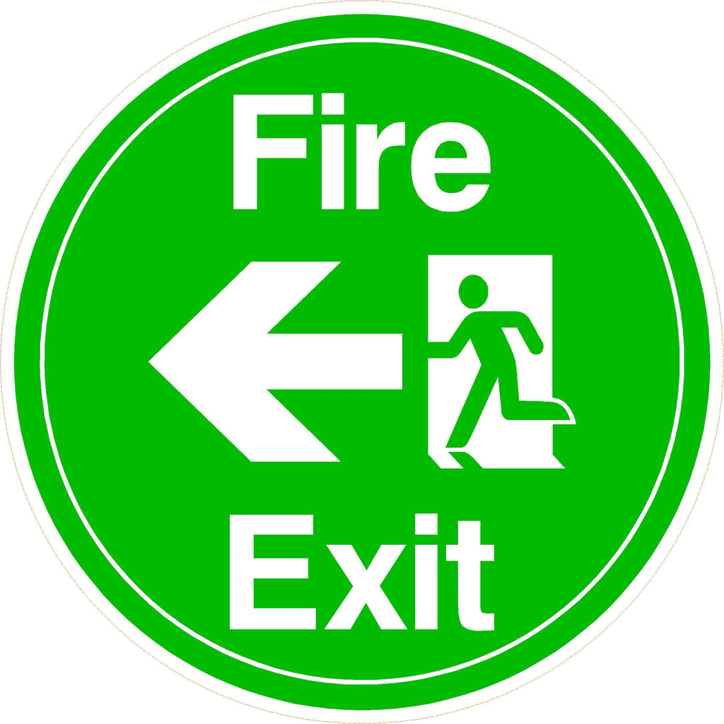 Fire Exit with Left Arrow Floor Sticker - The Sign Shed