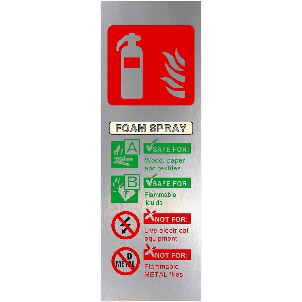 Fire Extinguisher Foam Spray Brushed Silver Sign - The Sign Shed