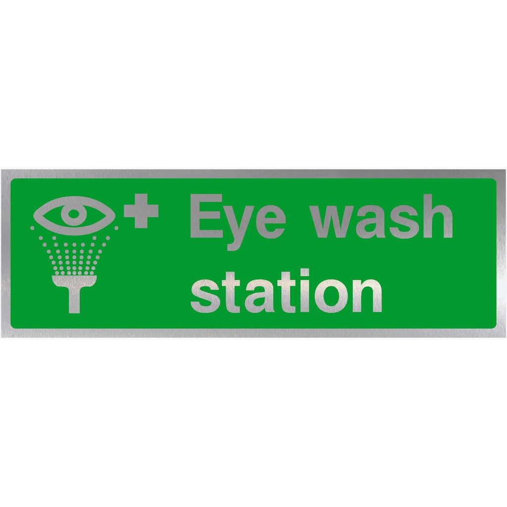 First Aid Eye Wash Station Brushed Silver Sign - The Sign Shed