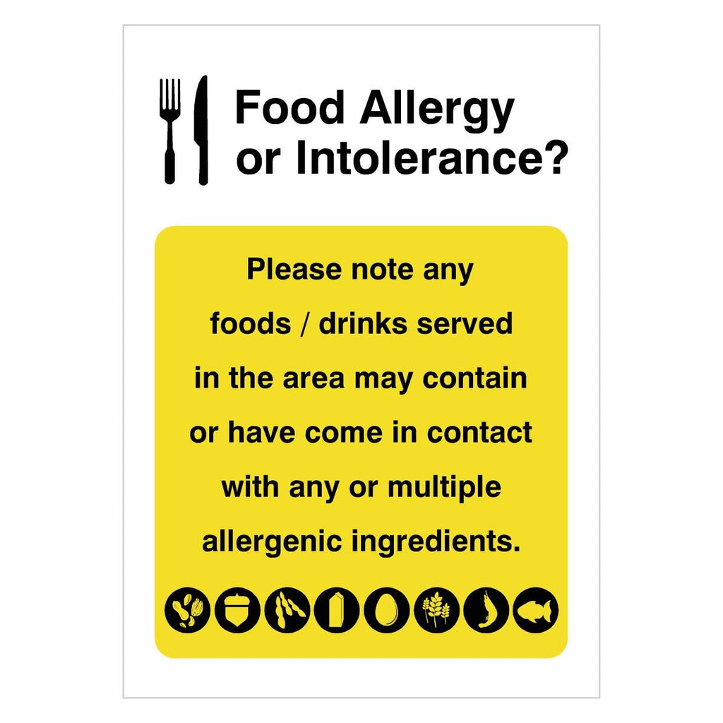 Food Allergy Notice Portrait Sign - The Sign Shed