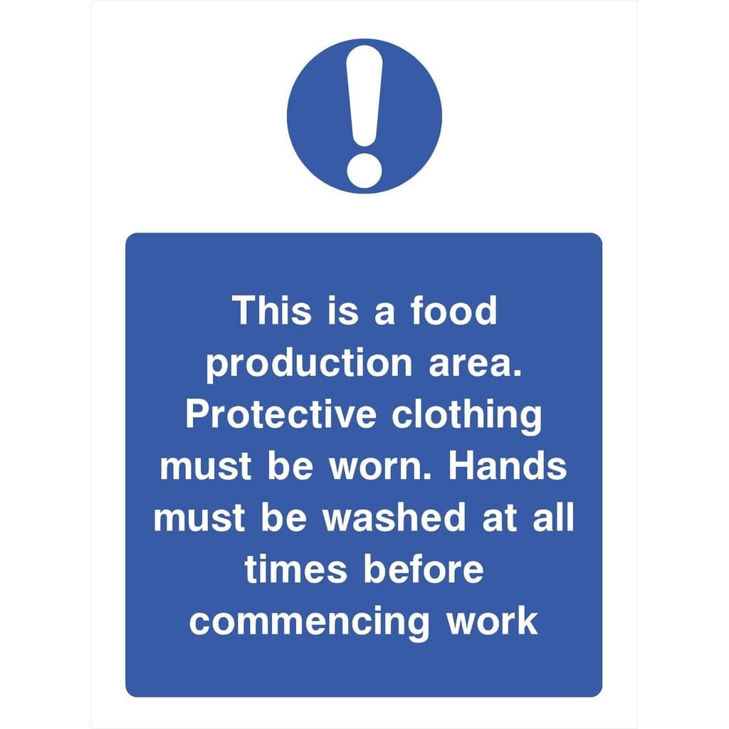 Food Production Area Protective Clothing Must Be Worn Sign - The Sign Shed